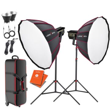 Godox Twin VL300 Kit with Gridded 120cm Octa Softboxes and Bag