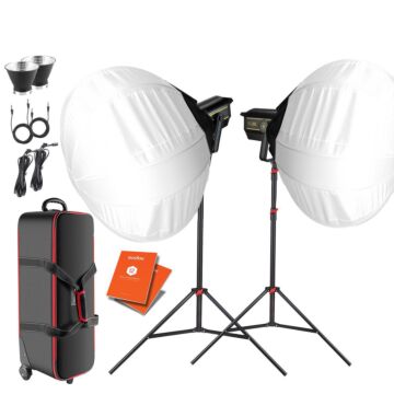 Godox Twin VL300 with Gridded 35x160cm Softbox 