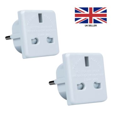 2 pack of UK adapters White