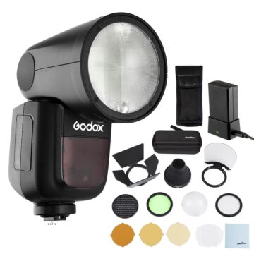 Godox V1 Speedlight with AK-R1 Round Head Accessory Kit