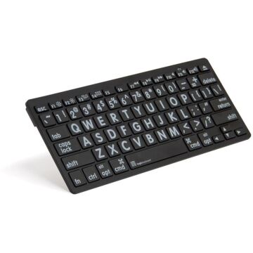 LogicKeyboard LKBLPWBBTONUK XL Print - White on Black Bluetooth Mini Keyboard