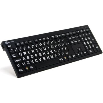 LogicKeyboard LKBLPWBBJPUUK XL Print NERO PC Slim Line White on Black Keyboard