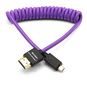 Kondor Blue KONMCFHDMI12P Gerald Undone Micro HDMI to Full HDMI Cable 12"-24" Coiled (LIMITED PURPLE EDITION)