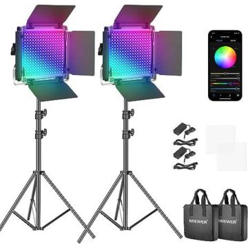 NEEWER 2 Pack 660 PRO RGB LED Video Light Stand Kit 
