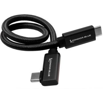 Kondor Blue KONUSBCRA12BK USB C to USB C High Speed Cable for SSD Recording - Right Angle (12")