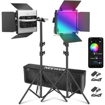 NEEWER 2 Pack 660 PRO II LED Video Light Stand Kit