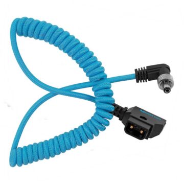 Kondor Blue KONDCTAP2.1LOCK Coiled D-Tap to Locking DC 2.1mm Right Angle Cable